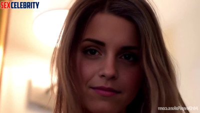 Rich bitch demonstrating pussy to her client, Emma Watson pmv face swap
