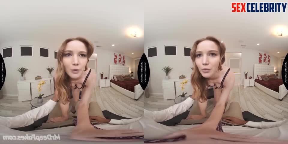 Jennifer Lawrence face swap VR POV cums under you in hotel room