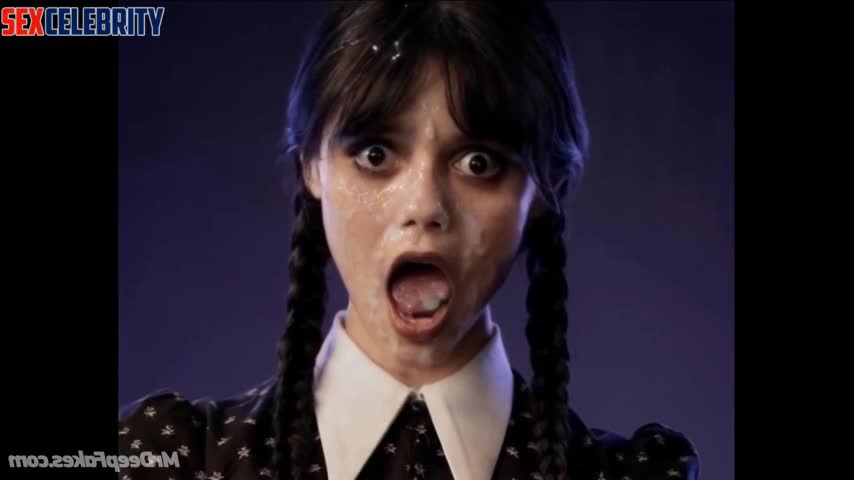 Her moaning face was cumed to the fullest - Jenna Ortega real fake