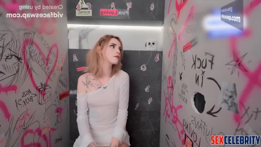 Fake Emma Watson fucks through the wall in the toilet gloryhole