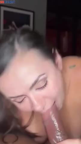 AI Penelope Menchaca giving a deep blowjob with eye contact