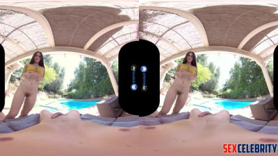 Melissa Fumero real fake POV VR hot sex in a lounge chair in front of the pool outdoors - DeepFakesCeleb